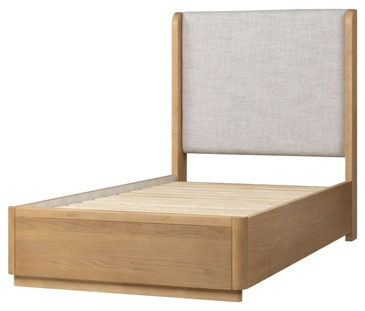 Modena Natural and Cream Twin Upholstered Panel Bed