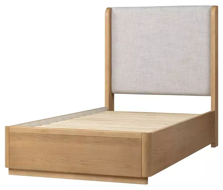 Modena Natural and Cream Twin Upholstered Panel Bed