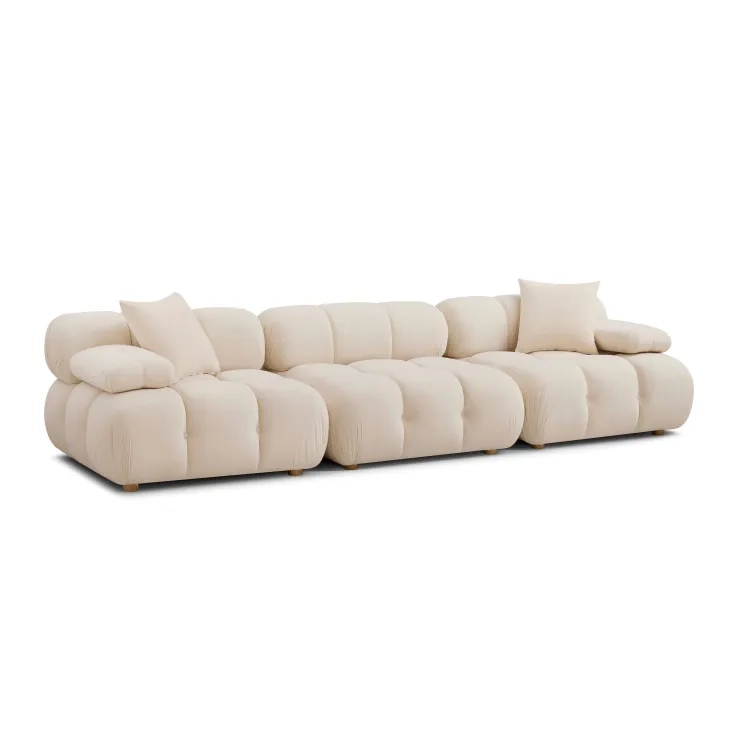 Calliope Off White Performance Velvet 118" Modular Sofa
