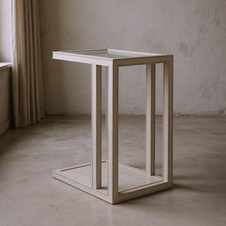 Glaze Bezel Rectangular Glass Top End Table