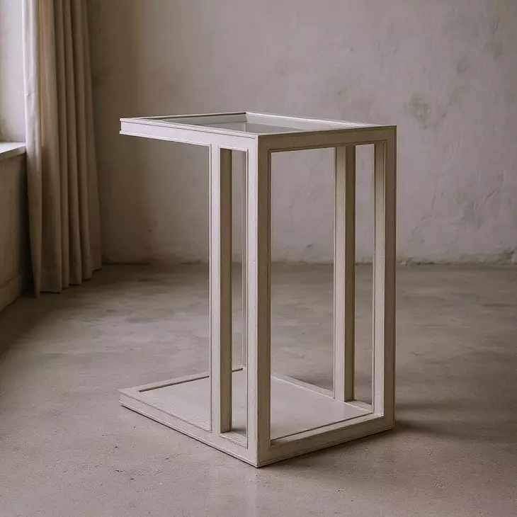 Glaze Bezel Rectangular Glass Top End Table