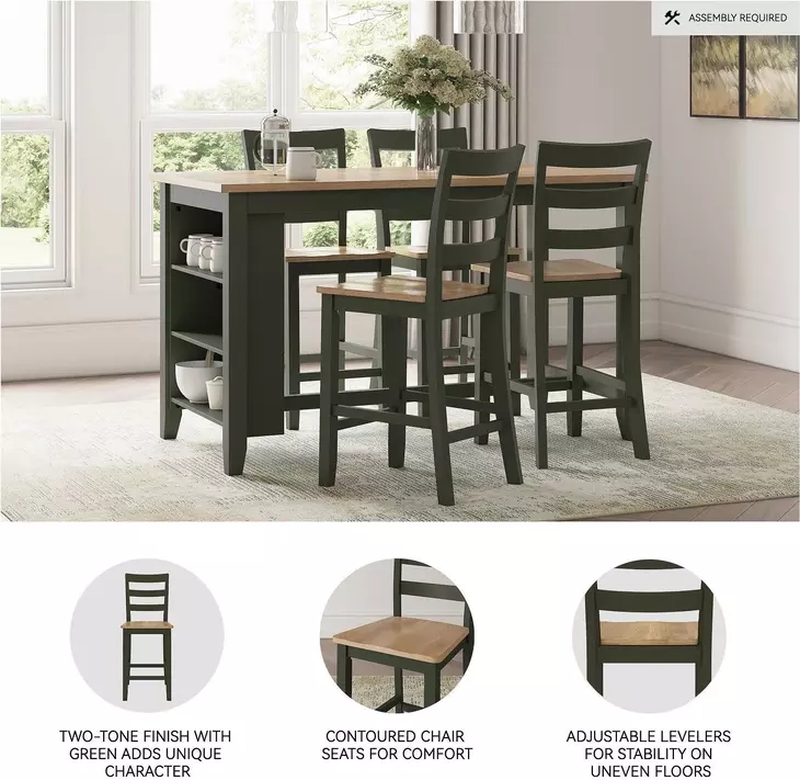 Gesthaven Natural And Green Counter Height Stool Set Of 2