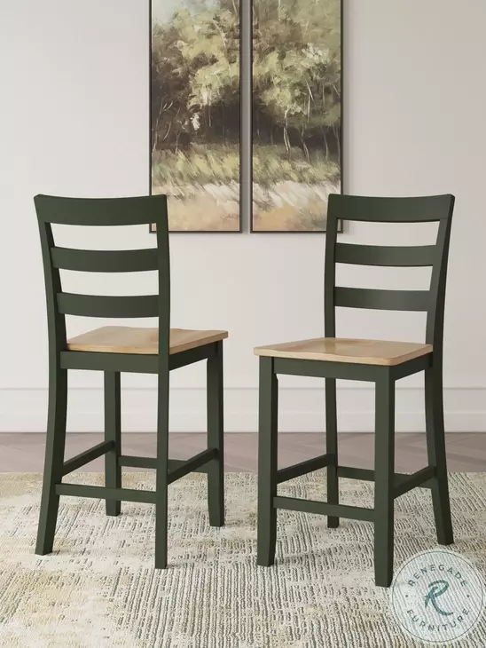Gesthaven Natural And Green Counter Height Stool Set Of 2