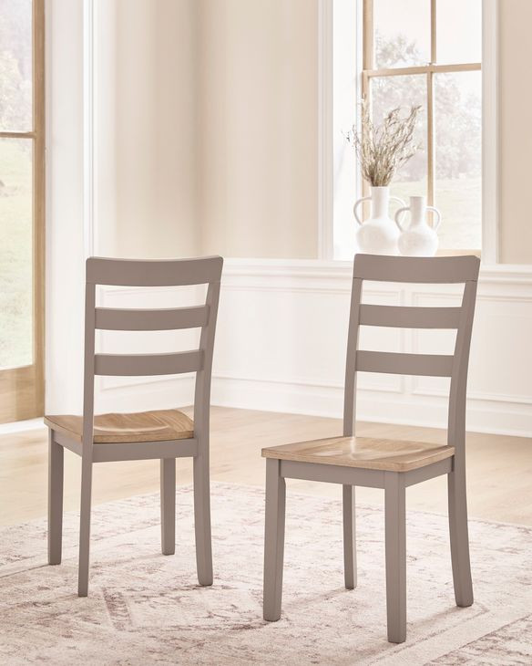Loyander Natural and Gray Dining Side Chair Set of 2