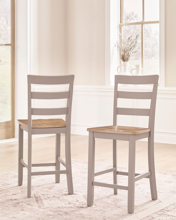 Loyander Natural and Gray Counter Height Stool Set of 2