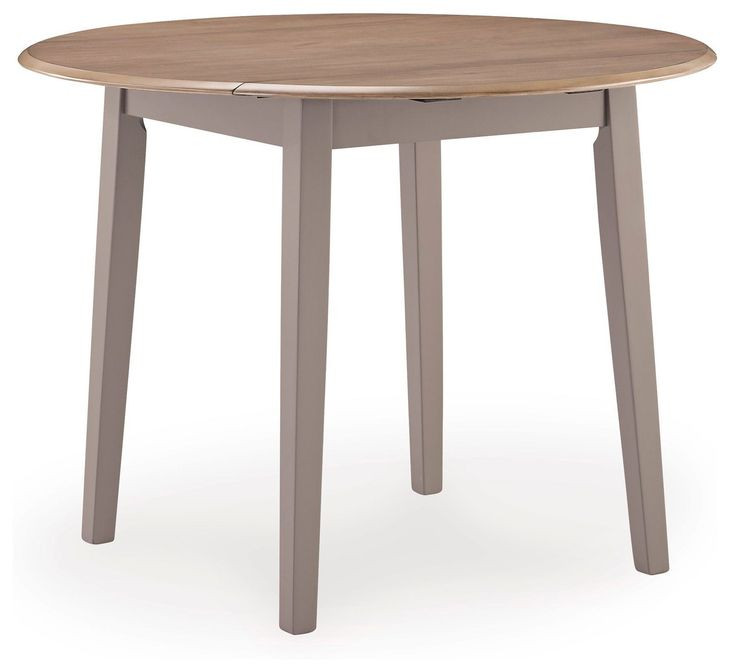 Loyander Natural and Gray 42" Round Drop Leaf Dining Table