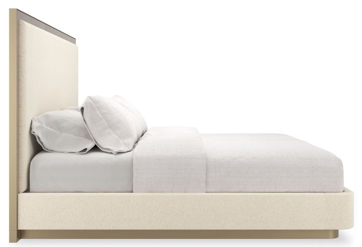 Anthology Beige and Dry Martini King Upholstered Panel Bed