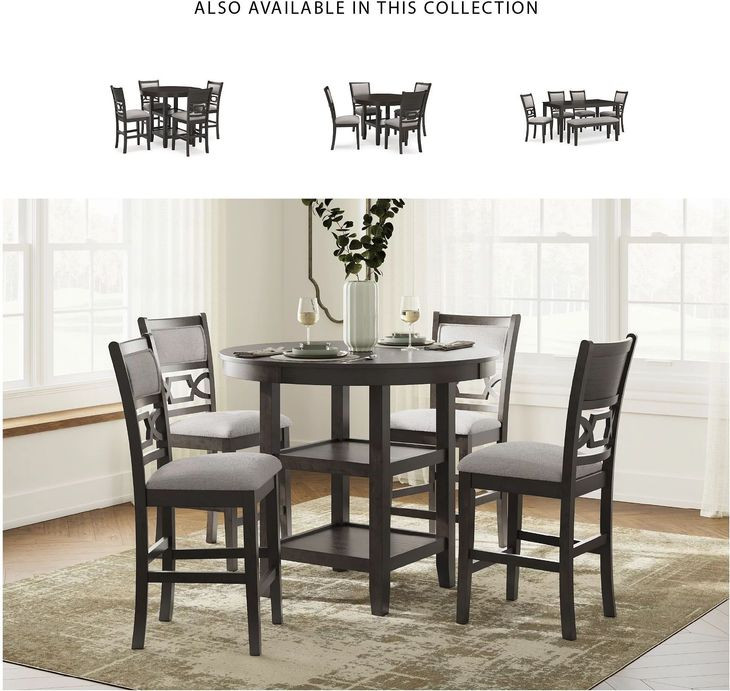Langwest Cherry Brown 5 Piece Counter Height Dining Set