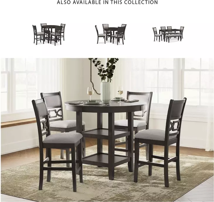 Langwest Cherry Brown 5 Piece Counter Height Dining Set