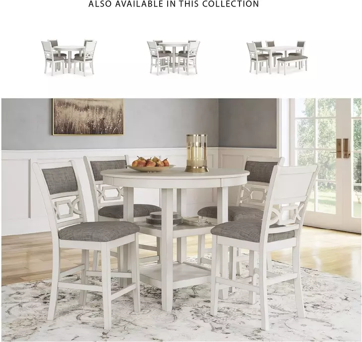 Erinberg Antique White 5 Piece Counter Height Dining Set