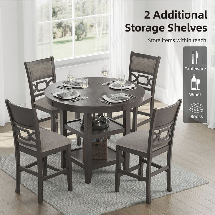 Wrenning Light Gray 5 Piece Counter Height Dining Set