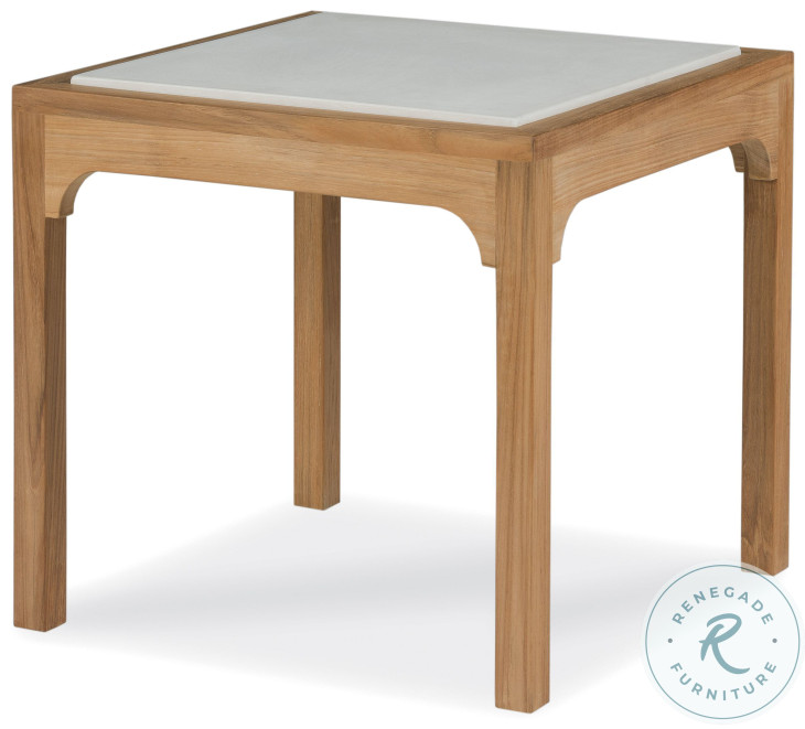 Tangier White And Natural Teak Side Table