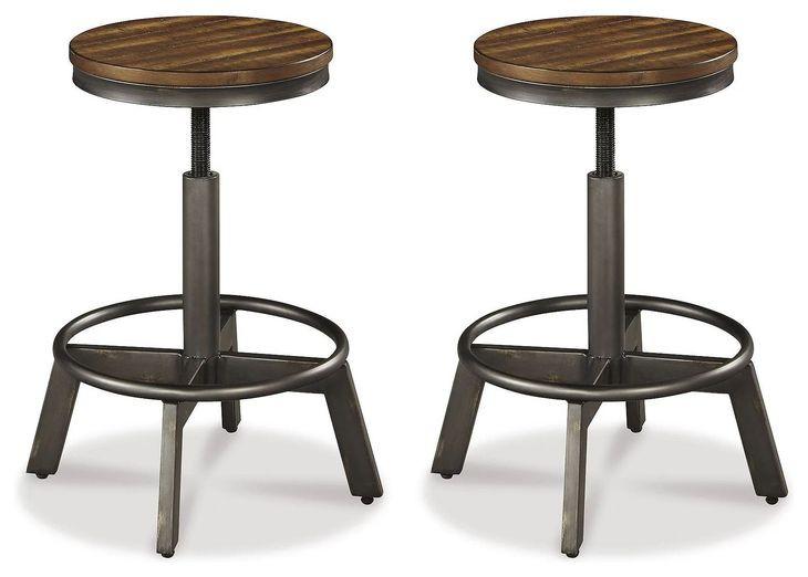 Torjin Brown and Gray Adjustable Stool Set of 2