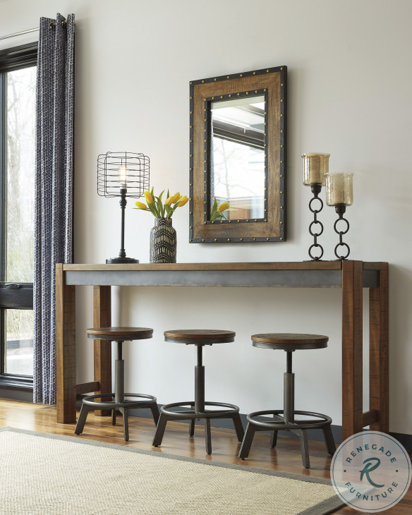 Torjin Brown and Gray Long Counter Height Dining Room Set from Ashley