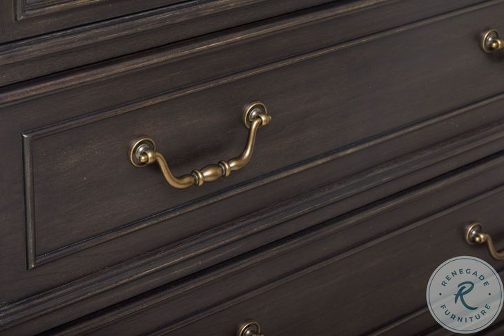 Hickory Creek Brown Velvet 3 Drawer Nightstand