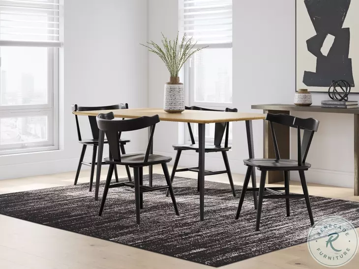Gretlynn Natural And Black Rectangular Dining Table