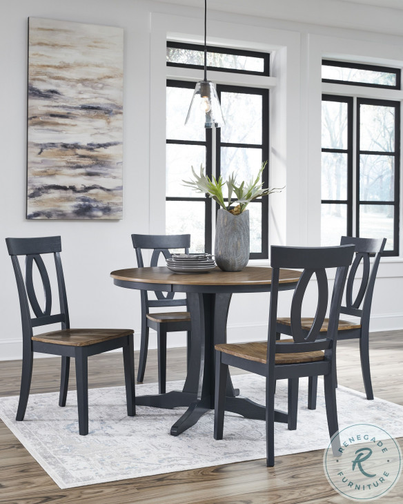 Landocken Brown And Blue Round Dining Room Set from Ashley Furniture
