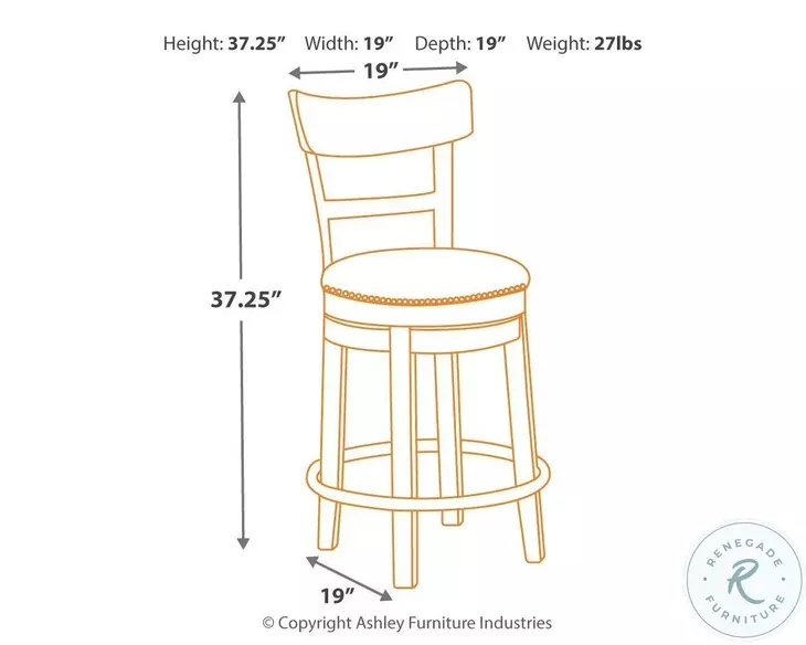 Pinnadel Upholstered Swivel Adjustable Counter Height Chair From