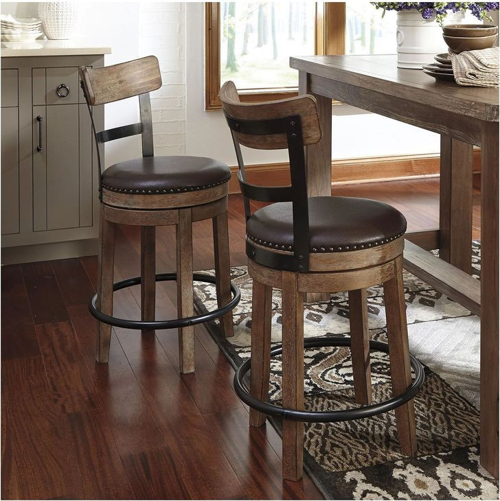 Pinnadel Upholstered Swivel Adjustable Counter Height Chair