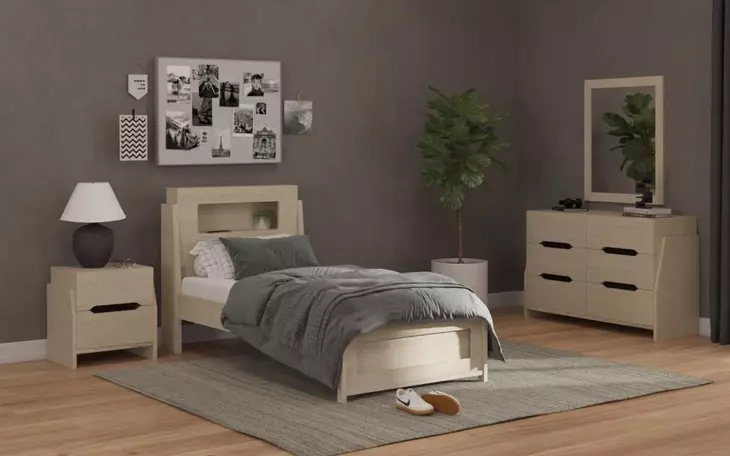 Darby Desert Twin Storage Panel Bed with USB Charging and LED