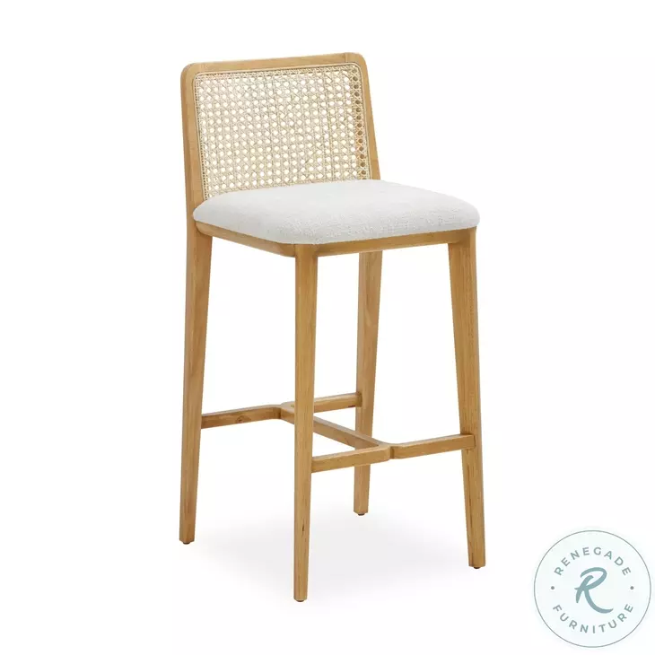 Gerri Performance Tweed and Rattan Counter Height Stool