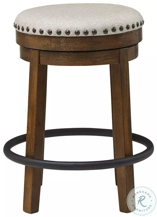 Valebeck Beige And Brown Swivel Counter Height Stool