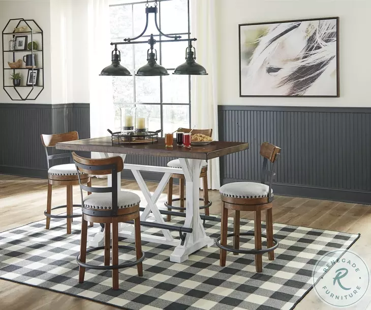 Valebeck White And Brown Counter Height Dining Room Set 2