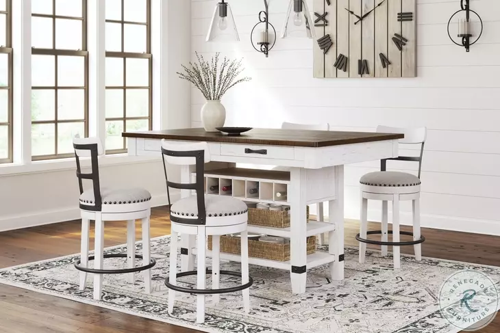 Valebeck White And Brown Storage Counter Height Dining Table