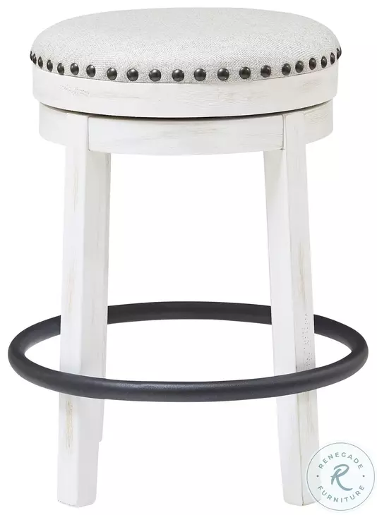 Valebeck Beige And White Swivel Counter Height Stool