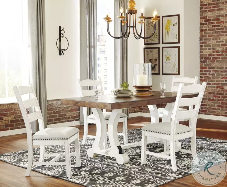 Valebeck White And Brown Extendable Rectangular Dining Table