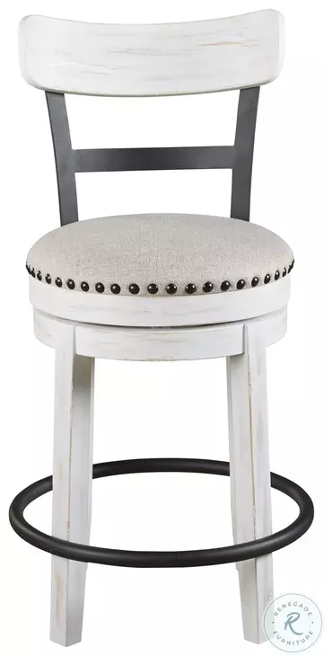 Valebeck White Upholstered Swivel Counter Height Stool