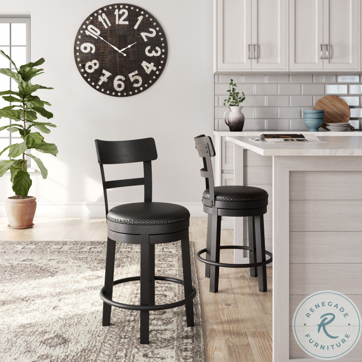 Valebeck Black Upholstered Swivel Counter Bar Stool from Ashley