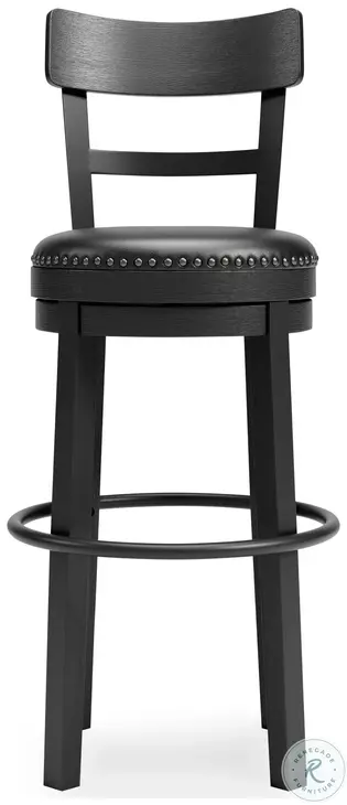 Valebeck Black Tall Upholstered Swivel Bar Stool