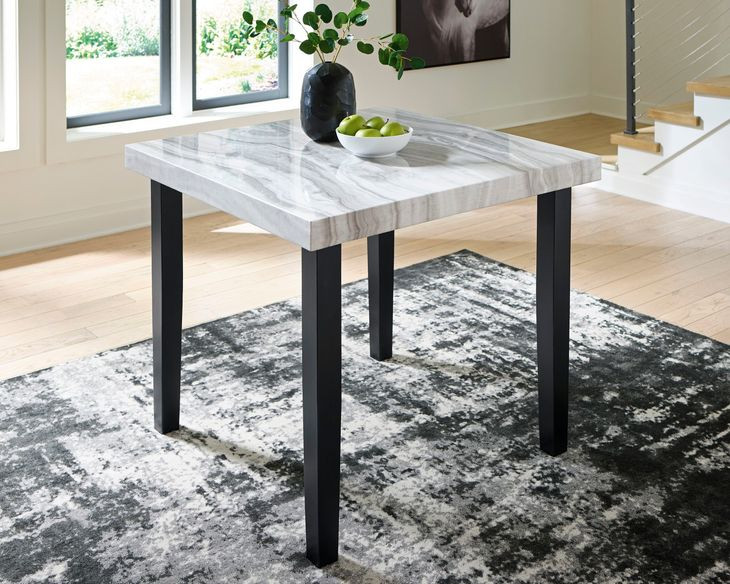 Chyndon Gray and Black 42" Square Marble Top Counter Height Dining Table
