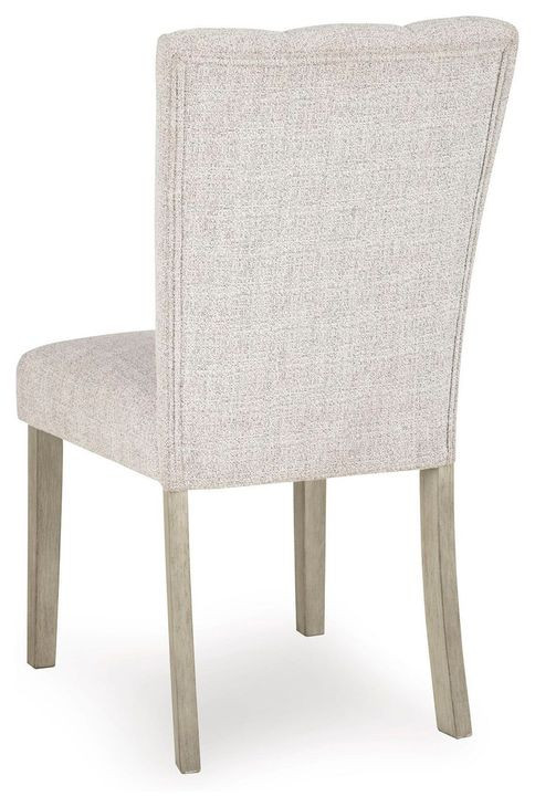 Grallegen Bisque and Gray Rectangular Marble Top Dining Room Set