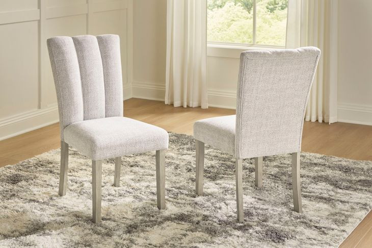 Grallegen Soft Gray Performance Fabric Upholstered Side Chair Set of 2