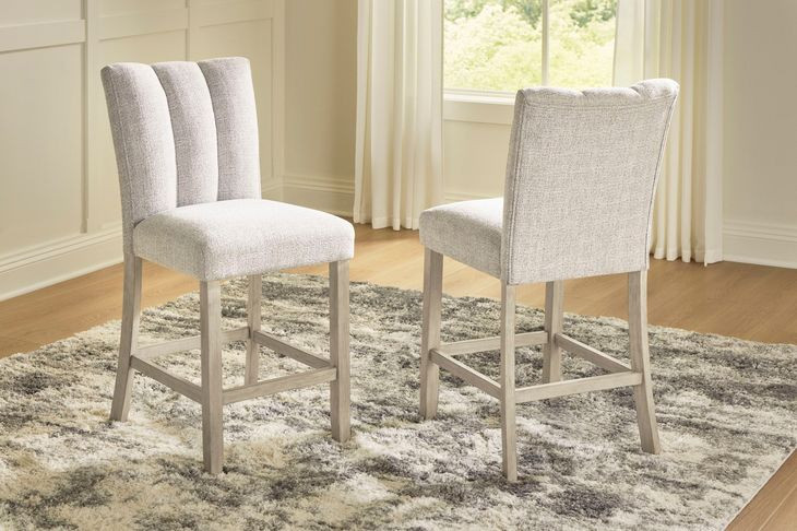 Grallegen Gray Performance Fabric Upholstered Counter Height Stool Set of 2