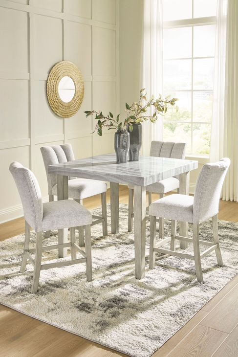 Grallegen Bisque and Gray Square Counter Height Dining Room Set