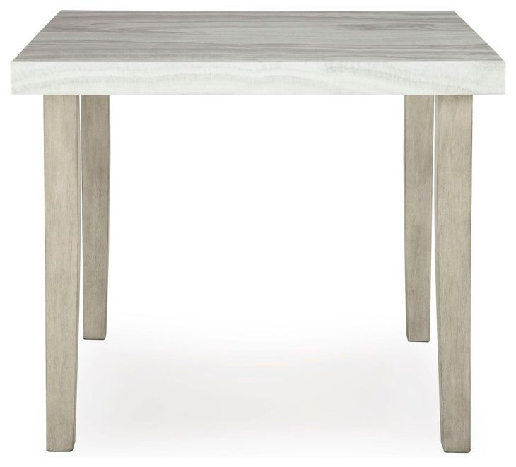 Grallegen Bisque and Gray 42" Square Marble Top Counter Height Dining Table