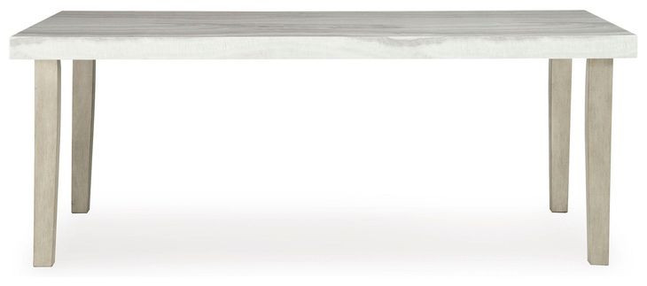 Grallegen Bisque and Gray 76" Rectangular Marble Top Dining Table