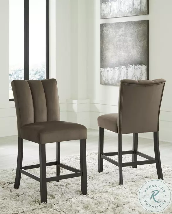 Zendalia Mocha Upholstered Bar Stool Set Of 2