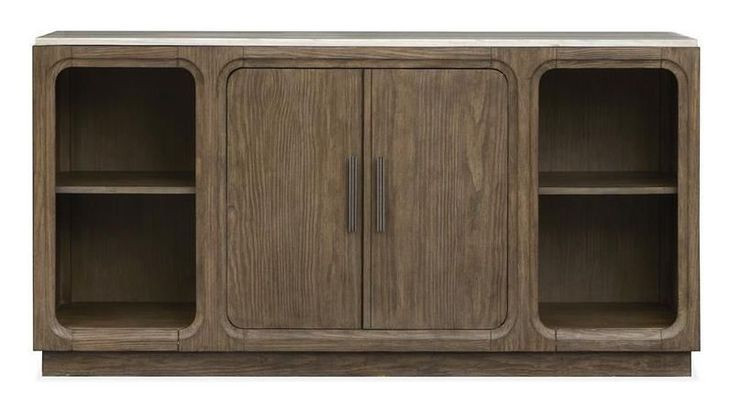 Westbourne Dark Umber and White 2 Door Marble Top Sideboard