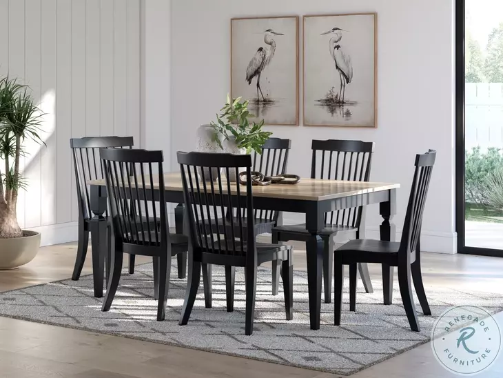 Mendinfort Grayish Brown and Black Dining Room Set