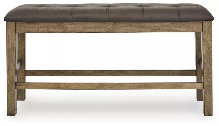 Broxtyn Light Brown Upholstered Counter Height Dining Bench