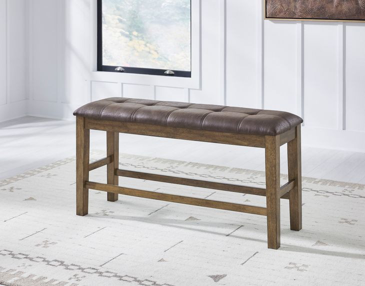 Vallister Light Brown Upholstered Counter Height Dining Bench