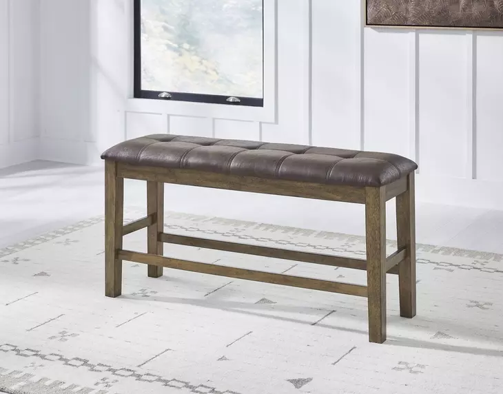 Broxtyn Light Brown Upholstered Counter Height Dining Bench