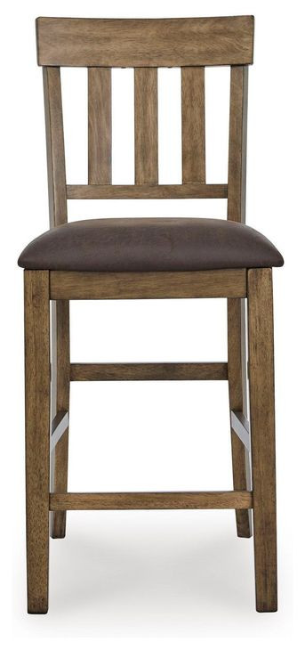 Vallister Light Brown Upholstered Bar Stool Set of 2