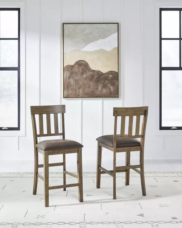 Broxtyn Light Brown Upholstered Bar Stool Set of 2