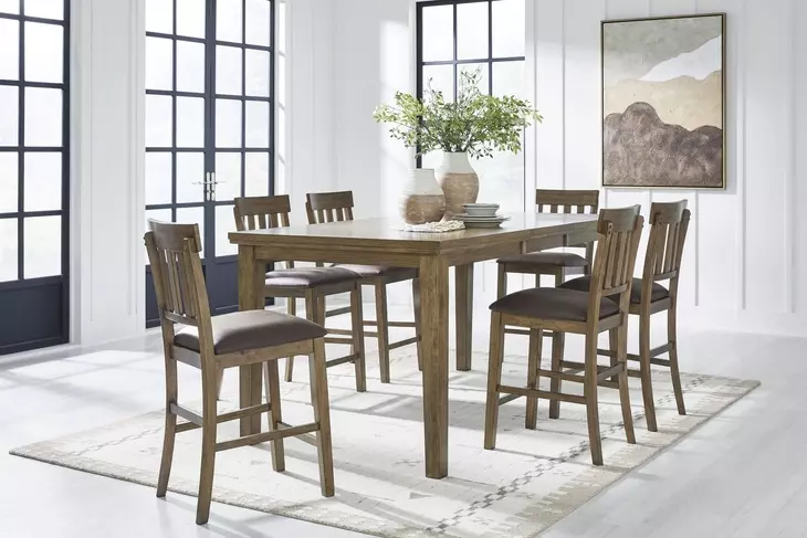 Broxtyn Light Brown Extendable Rectangular Counter Height Dining Room Set