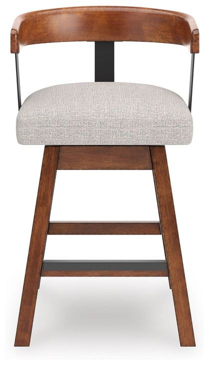 Ralene Gray Upholstered Swivel Bar Stool Set of 2